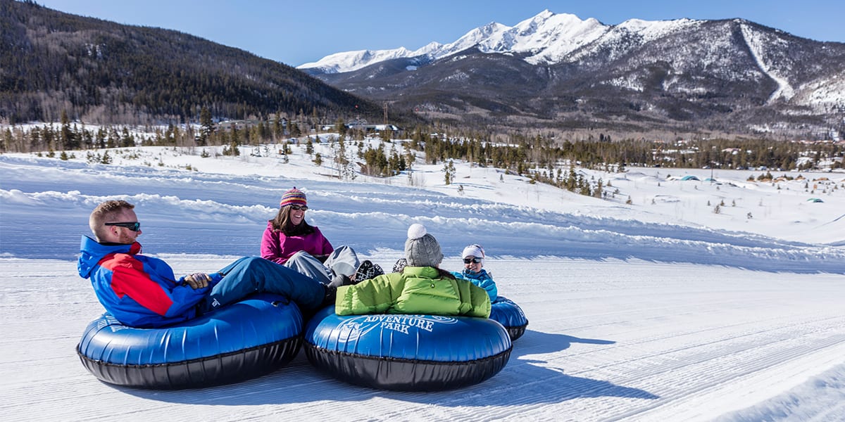 Family snow tubing at the Frisco Adventure Park