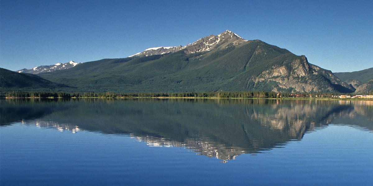 Dillon reservoir with Ten Mile Mountain Range