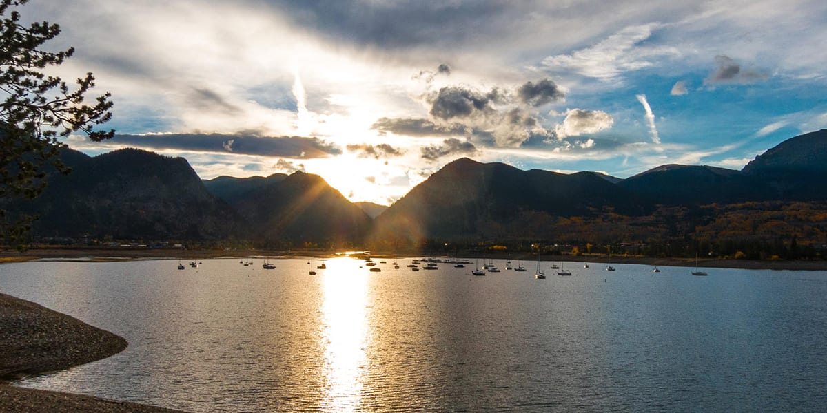 Dillon Reservoir at sunset