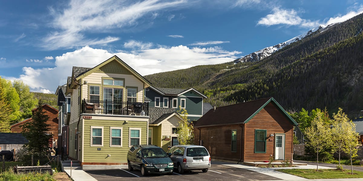 Mary Ruth Place workforce housing with Peak One in the background