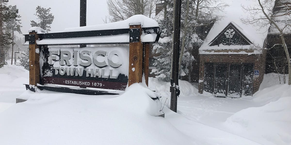 Frisco Town Hall on February 7, 2020 during a big snow storm