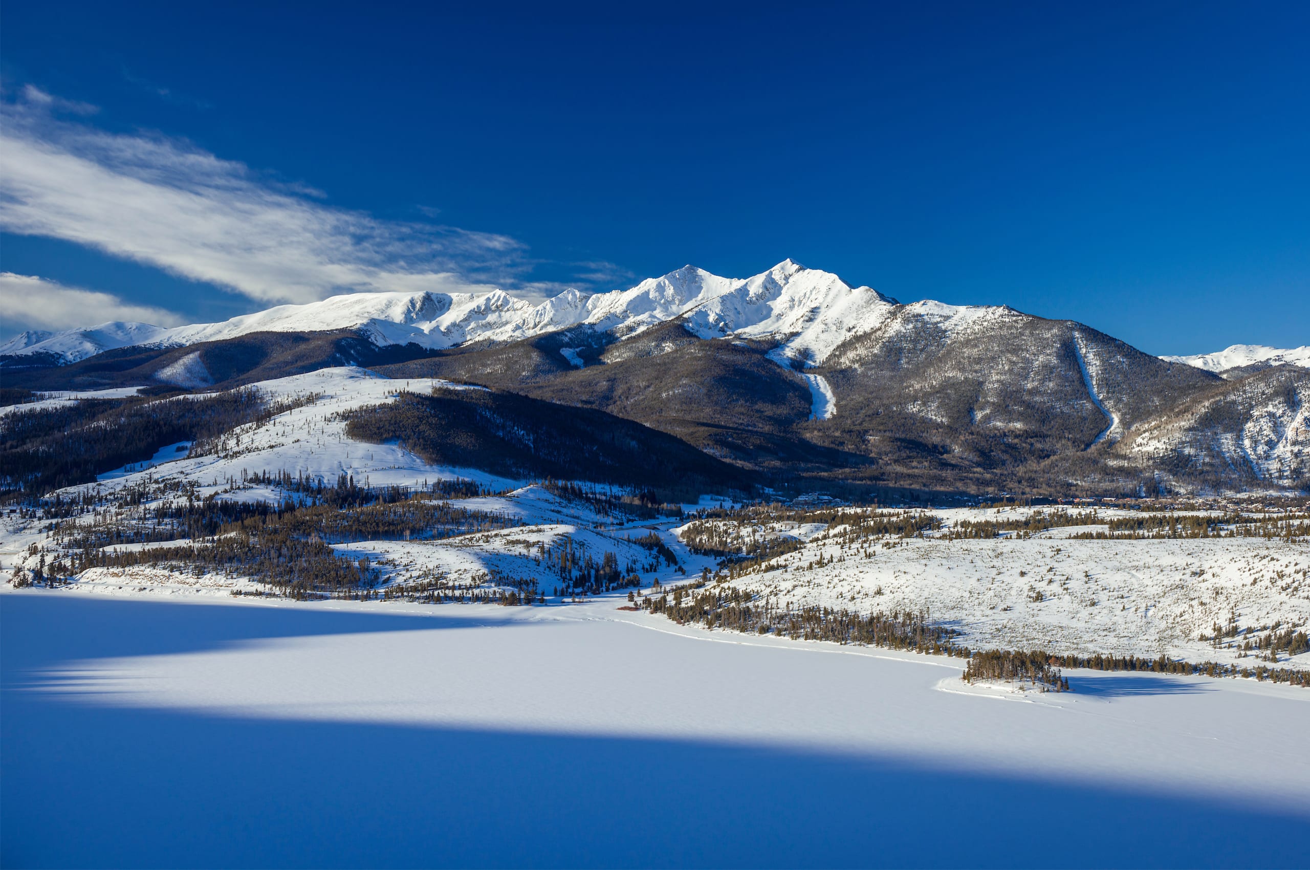 Ten Mile Mountain Range with snow