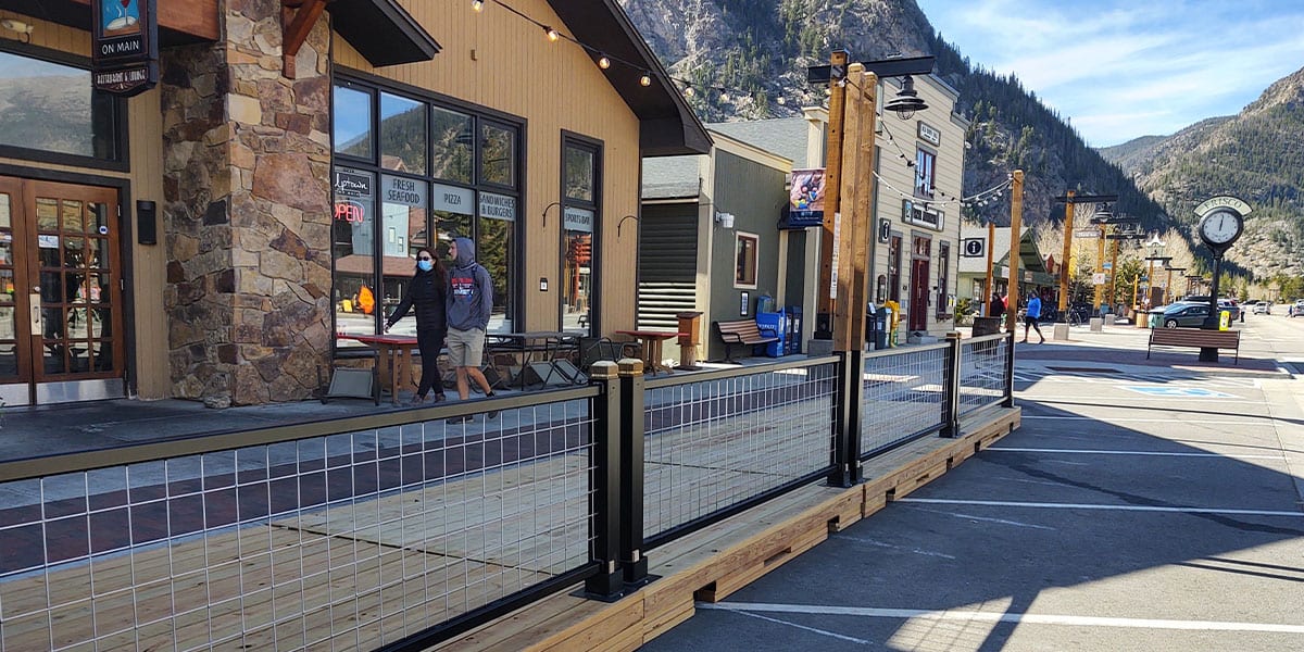 Parklets on Main Street by Frisco clock