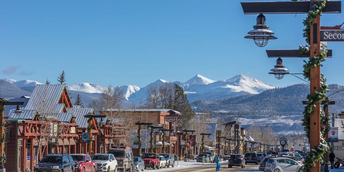 Winter view of Main Street facing East at Second Ave