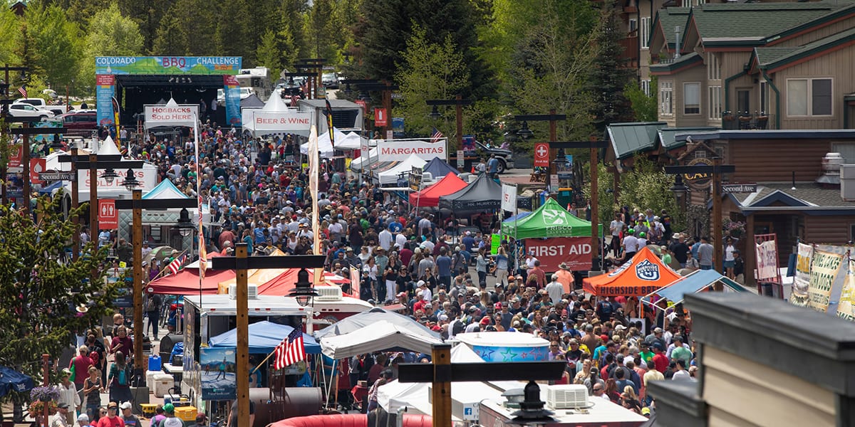 Scene of a very busy Main Street during Frisco BBQ Challenge