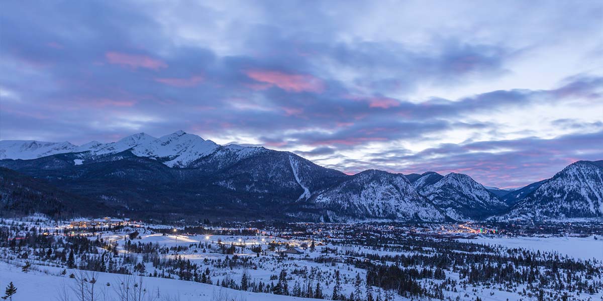 Scenic view of Peak 1 in winter