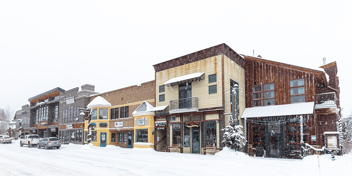 Buildings on Main Streets between 5th and 4th Avenues on a snowy day