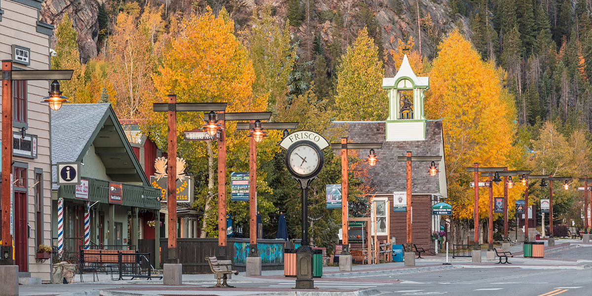 Main Street, with Frisco Clock and Museum in the Fall