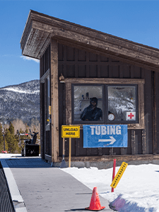 Closeup of tubing lift shack