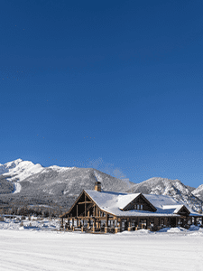 Scenic picture of the Day Lodge in the winter