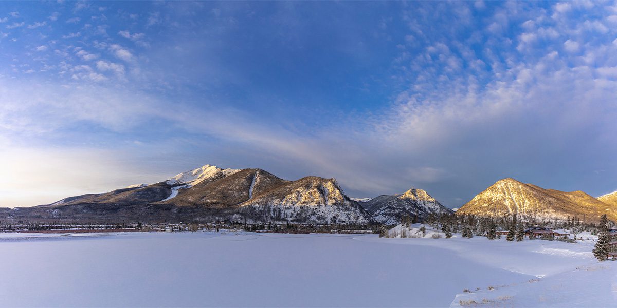 Snowy Lake Dillon with Tenmile Range in the background