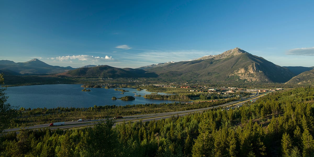 Dillon reservoir and I-70 from the east