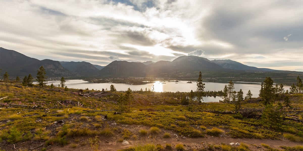 Sunset over Dillon Reservoir in the summer