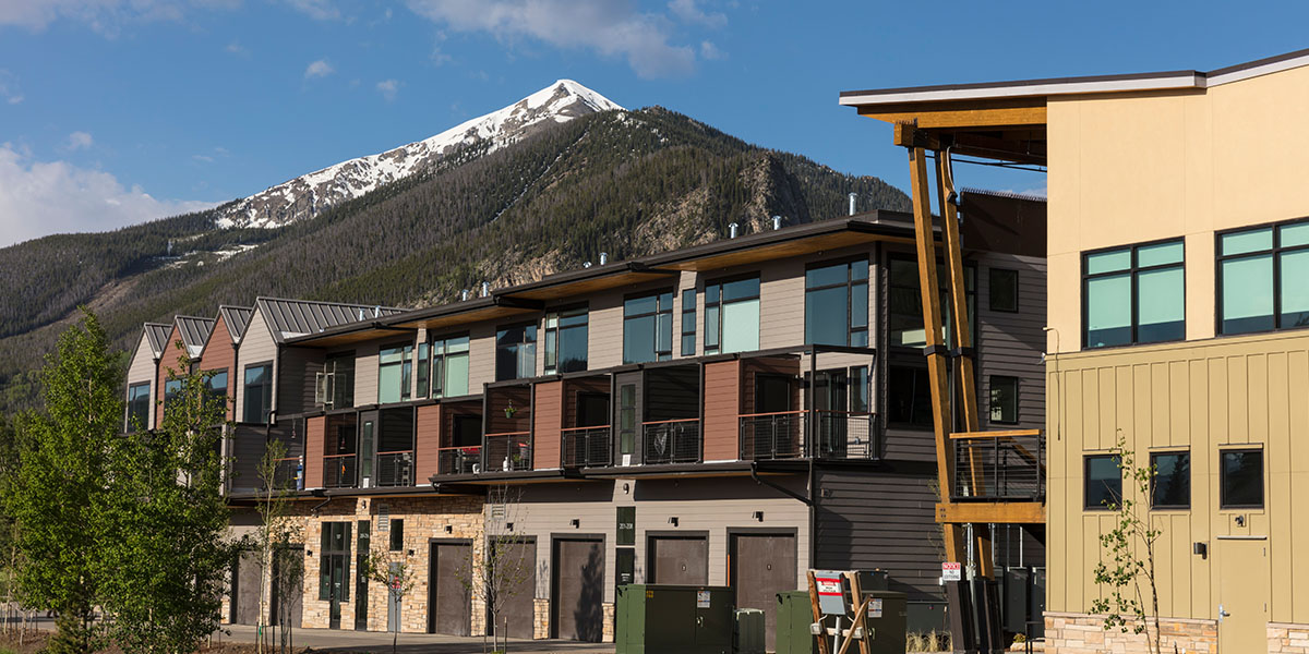 Basecamp townhomes with Peak 1 in the background